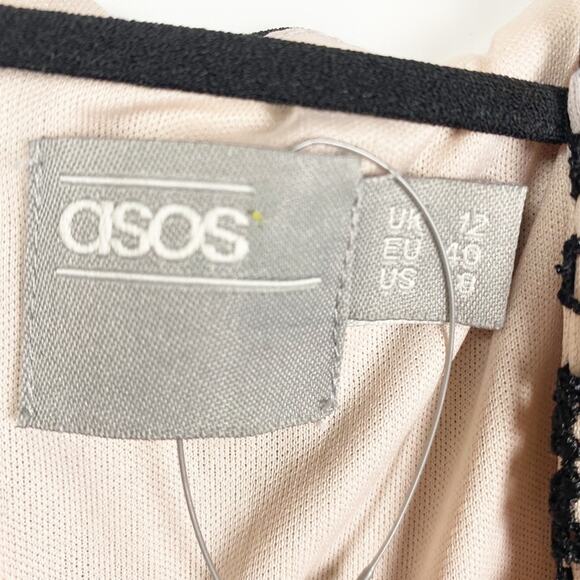 New With Tags ASOS Plunge Jumpsuit Laser Etched Bodice Black Womens Size 8 - Picture 7 of 13